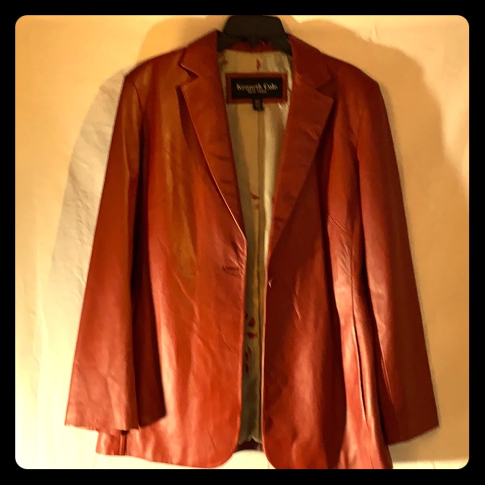 Retro Red Vintage Leather Blazer Kenneth Cole M